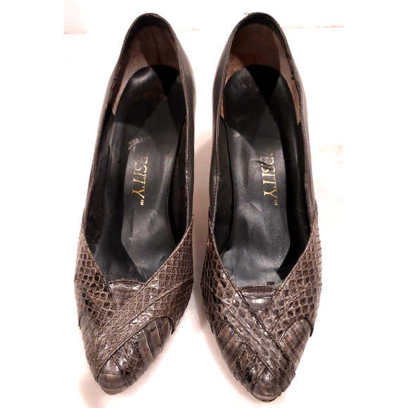 Destiny Snakeskin Heels/Pumps, Gray, Size 6B, Vintage 70s/80s , EUC - Picture 3 of 10